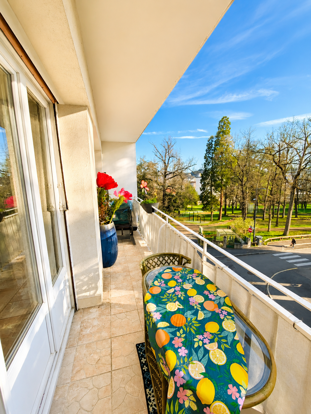 Balcon de 10 m² avec vue dégagée sur le parc — T6 Firminy